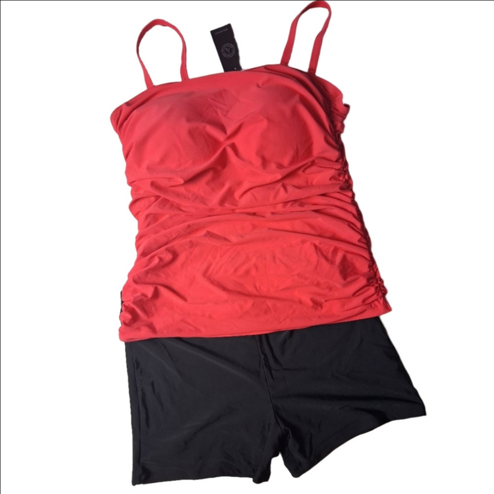 Relleciga Womens XXL Swim Suit Pink & Black 2 Pieces